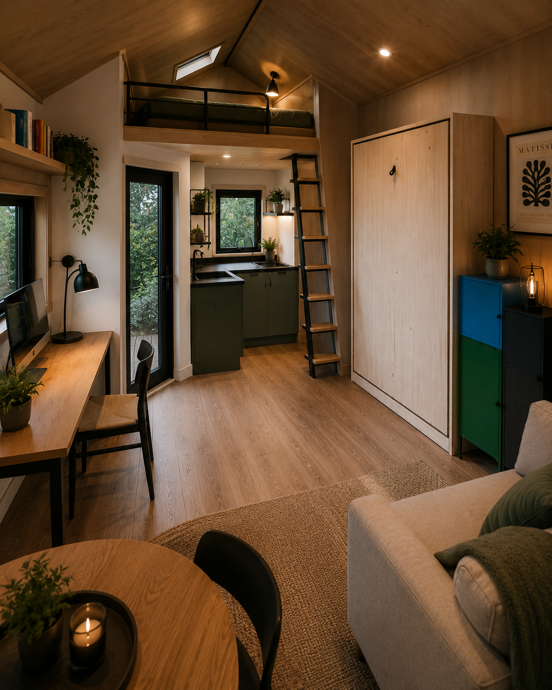 murphy bed in een tiny house